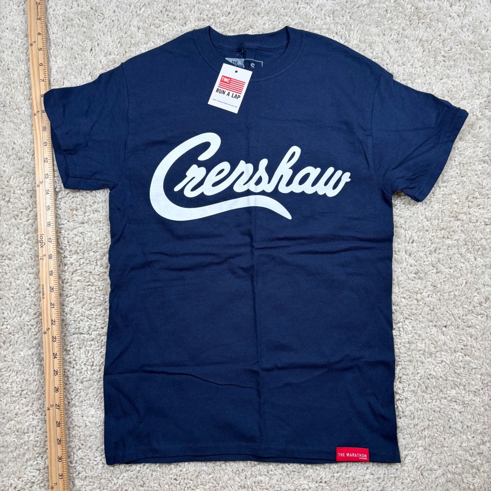 The Marathon Clothing TMC Navy Blue Crenshaw Script Logo T‎ Shirt Size S